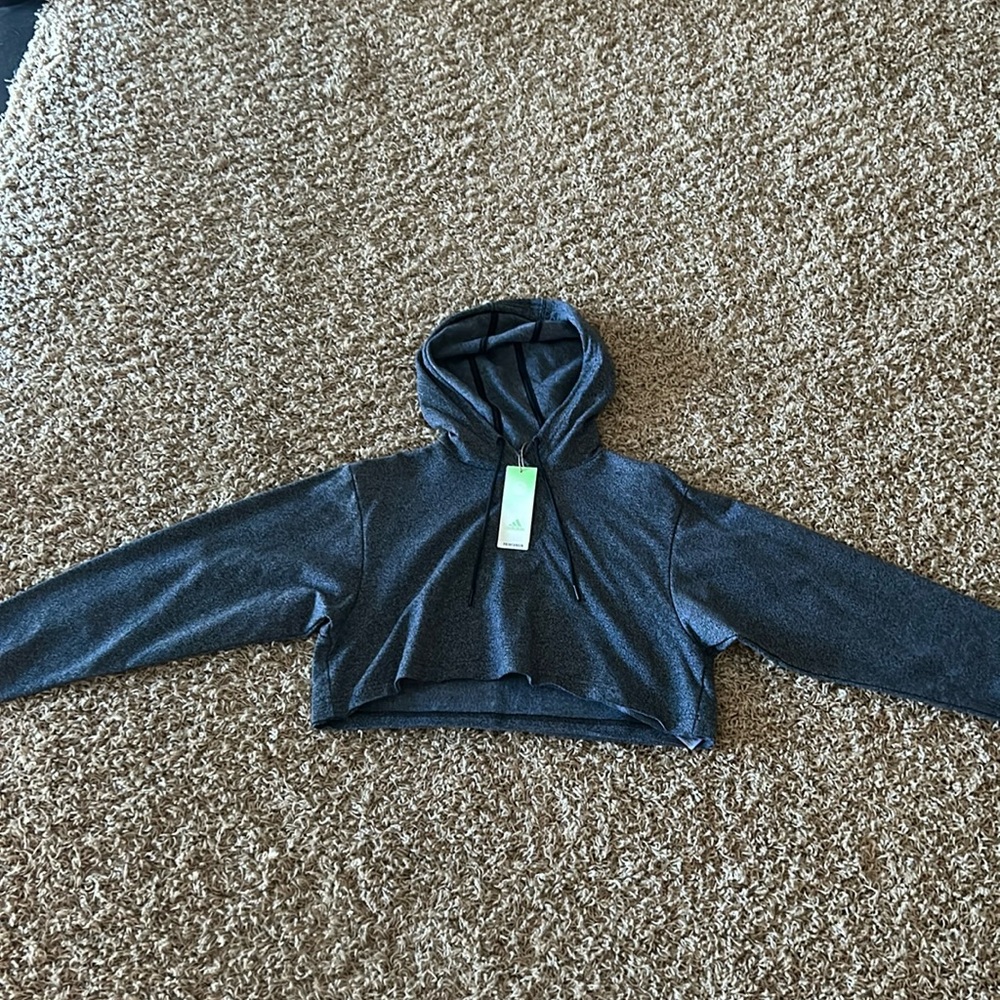 Adidas Dark Grey Cropped Hoodie